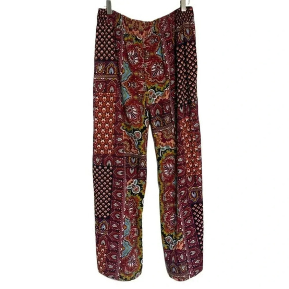 Fashion Fuse L Pants Patchwork multicolor Boho hippie wide‎ leg pull on - Picture 3 of 5